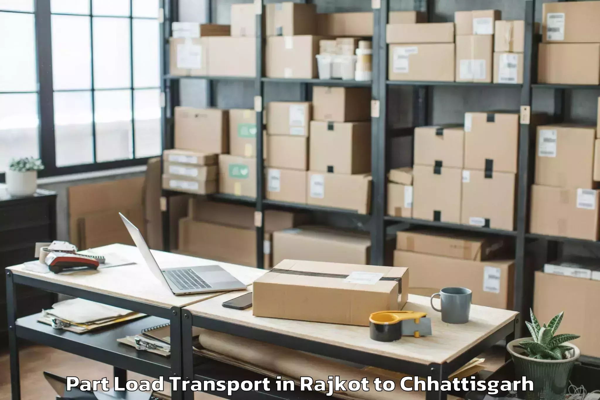 Quality Rajkot to Kalinga University Raipur Part Load Transport